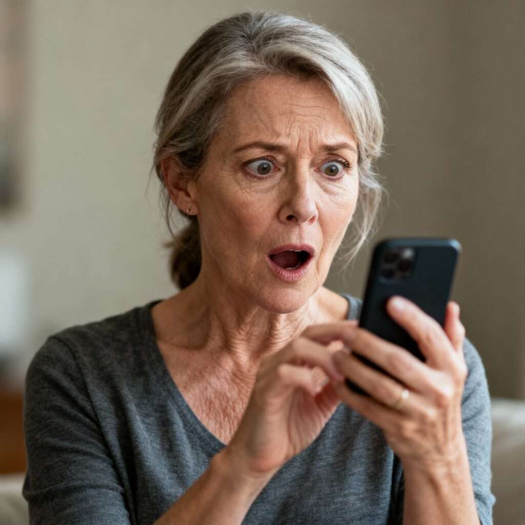 Senhora surpresa ao perceber que é possível desfazer digitação no iphone