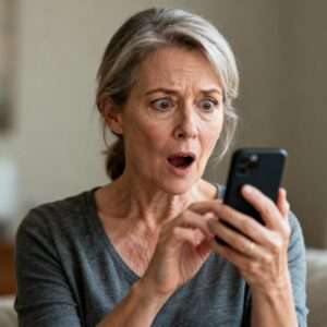 Senhora surpresa ao perceber que é possível desfazer digitação no iphone