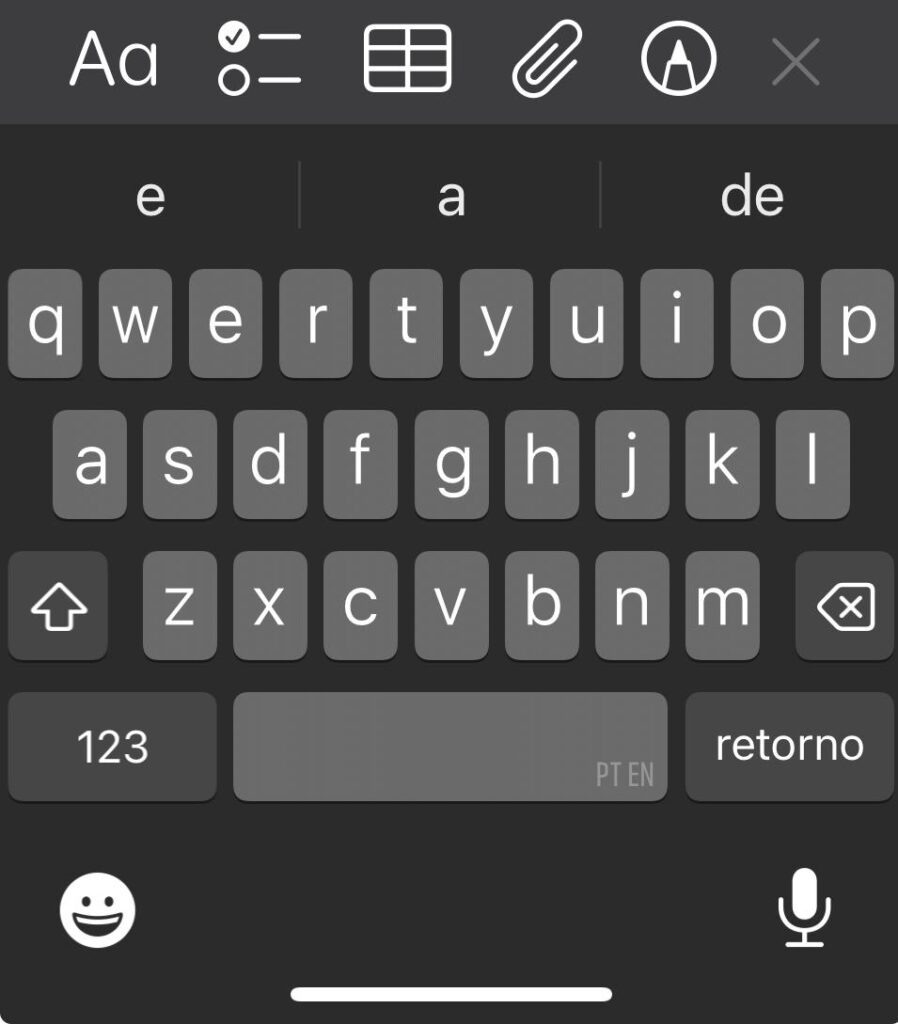teclado virtual do iphone