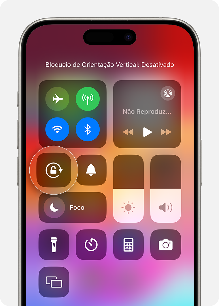 tela do iphone com destaque para o ícone de bloqueio de rotação