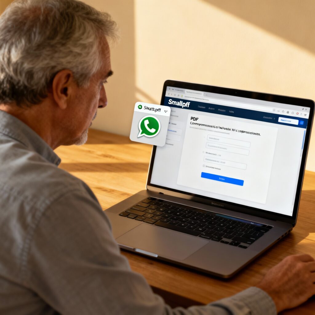 Senhor reduzindo o tamanho de PDF para enviar por whatsapp