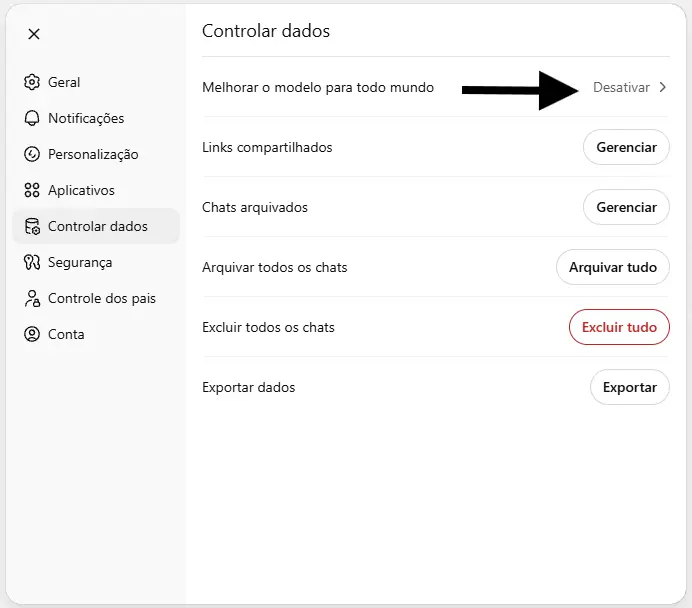Tela controlar dados