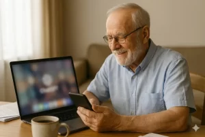 Senhor aprendendo formas simples de usar o ChatGPT para organizar suas tarefas do dia a dia.